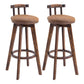 Upholstered Distressed Wood Counter Stools Low Back Bar Stools with Round Seat Khaki 2 Piece Set Clearhalo 'Bar Furniture' 'Bar Stools' 'bar_stools' 'furn' 'furn_bar_stools' 'furniture_bar_stools' 'Kitchen & Dining Furniture' 'kitchen&dining_furn' 'kitchen' 'kitchen_furn' Furniture' 4503952