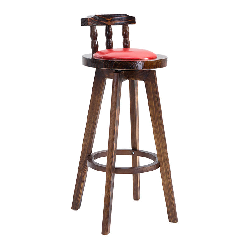Upholstered Distressed Wood Counter Stools Low Back Bar Stools with Round Seat Red 1 Piece Clearhalo 'Bar Furniture' 'Bar Stools' 'bar_stools' 'furn' 'furn_bar_stools' 'furniture_bar_stools' 'Kitchen & Dining Furniture' 'kitchen&dining_furn' 'kitchen' 'kitchen_furn' Furniture' 4503955