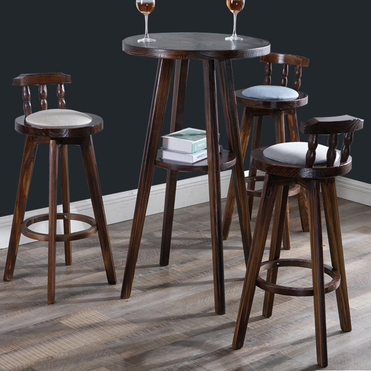 Upholstered Distressed Wood Counter Stools Low Back Bar Stools with Round Seat Clearhalo 'Bar Furniture' 'Bar Stools' 'bar_stools' 'furn' 'furn_bar_stools' 'furniture_bar_stools' 'Kitchen & Dining Furniture' 'kitchen&dining_furn' 'kitchen' 'kitchen_furn' Furniture' 4503956