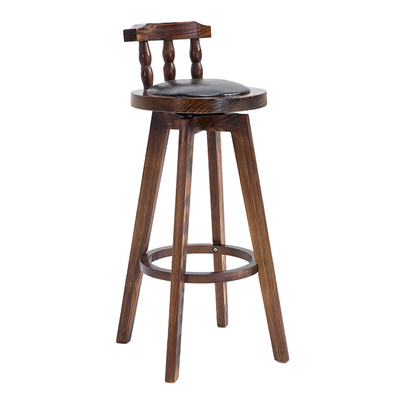 Upholstered Distressed Wood Counter Stools Low Back Bar Stools with Round Seat Black 1 Piece Clearhalo 'Bar Furniture' 'Bar Stools' 'bar_stools' 'furn' 'furn_bar_stools' 'furniture_bar_stools' 'Kitchen & Dining Furniture' 'kitchen&dining_furn' 'kitchen' 'kitchen_furn' Furniture' 4503960
