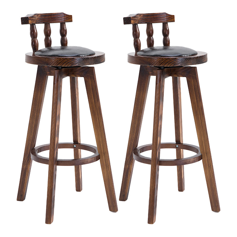 Upholstered Distressed Wood Counter Stools Low Back Bar Stools with Round Seat Black 2 Piece Set Clearhalo 'Bar Furniture' 'Bar Stools' 'bar_stools' 'furn' 'furn_bar_stools' 'furniture_bar_stools' 'Kitchen & Dining Furniture' 'kitchen&dining_furn' 'kitchen' 'kitchen_furn' Furniture' 4503961
