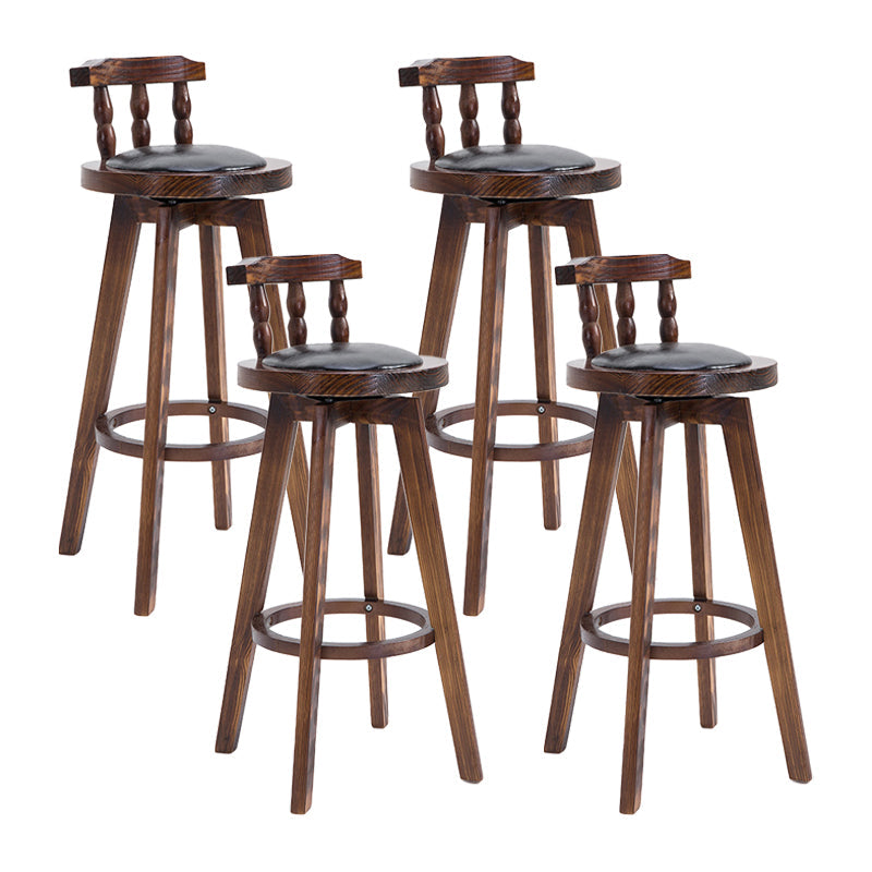 Upholstered Distressed Wood Counter Stools Low Back Bar Stools with Round Seat Black 4 Piece Set Clearhalo 'Bar Furniture' 'Bar Stools' 'bar_stools' 'furn' 'furn_bar_stools' 'furniture_bar_stools' 'Kitchen & Dining Furniture' 'kitchen&dining_furn' 'kitchen' 'kitchen_furn' Furniture' 4503962