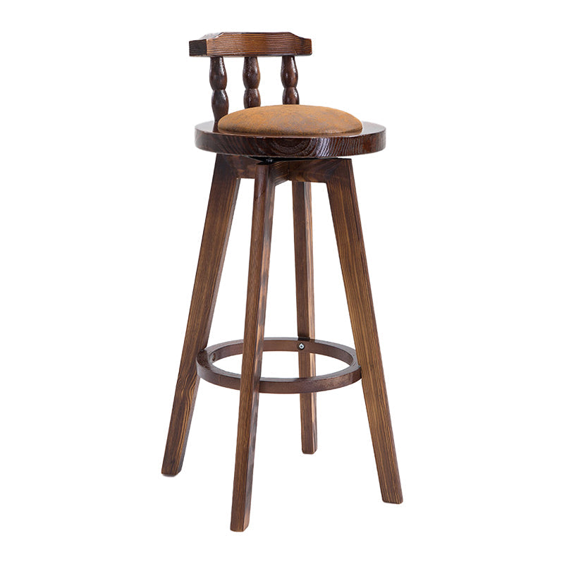 Upholstered Distressed Wood Counter Stools Low Back Bar Stools with Round Seat Gold 1 Piece Clearhalo 'Bar Furniture' 'Bar Stools' 'bar_stools' 'furn' 'furn_bar_stools' 'furniture_bar_stools' 'Kitchen & Dining Furniture' 'kitchen&dining_furn' 'kitchen' 'kitchen_furn' Furniture' 4503963