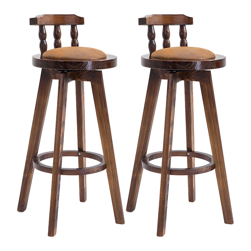 Upholstered Distressed Wood Counter Stools Low Back Bar Stools with Round Seat Gold 2 Piece Set Clearhalo 'Bar Furniture' 'Bar Stools' 'bar_stools' 'furn' 'furn_bar_stools' 'furniture_bar_stools' 'Kitchen & Dining Furniture' 'kitchen&dining_furn' 'kitchen' 'kitchen_furn' Furniture' 4503964