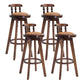 Upholstered Distressed Wood Counter Stools Low Back Bar Stools with Round Seat Gold 4 Piece Set Clearhalo 'Bar Furniture' 'Bar Stools' 'bar_stools' 'furn' 'furn_bar_stools' 'furniture_bar_stools' 'Kitchen & Dining Furniture' 'kitchen&dining_furn' 'kitchen' 'kitchen_furn' Furniture' 4503965