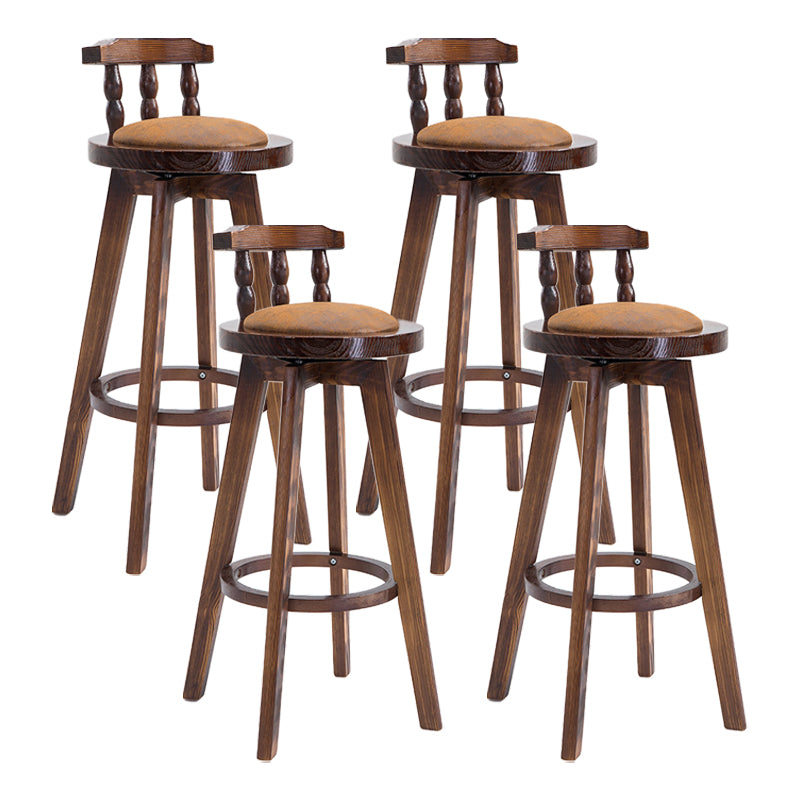 Upholstered Distressed Wood Counter Stools Low Back Bar Stools with Round Seat Gold 4 Piece Set Clearhalo 'Bar Furniture' 'Bar Stools' 'bar_stools' 'furn' 'furn_bar_stools' 'furniture_bar_stools' 'Kitchen & Dining Furniture' 'kitchen&dining_furn' 'kitchen' 'kitchen_furn' Furniture' 4503965