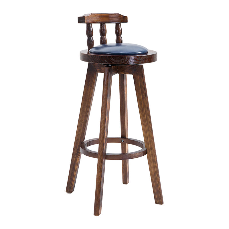 Upholstered Distressed Wood Counter Stools Low Back Bar Stools with Round Seat Blue 1 Piece Clearhalo 'Bar Furniture' 'Bar Stools' 'bar_stools' 'furn' 'furn_bar_stools' 'furniture_bar_stools' 'Kitchen & Dining Furniture' 'kitchen&dining_furn' 'kitchen' 'kitchen_furn' Furniture' 4503966