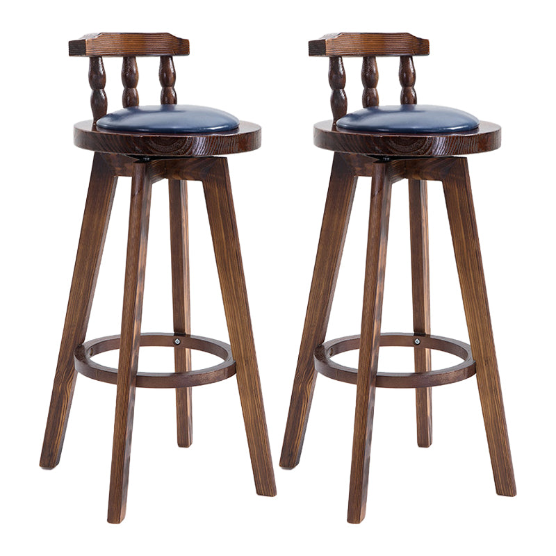 Upholstered Distressed Wood Counter Stools Low Back Bar Stools with Round Seat Blue 2 Piece Set Clearhalo 'Bar Furniture' 'Bar Stools' 'bar_stools' 'furn' 'furn_bar_stools' 'furniture_bar_stools' 'Kitchen & Dining Furniture' 'kitchen&dining_furn' 'kitchen' 'kitchen_furn' Furniture' 4503967