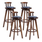 Upholstered Distressed Wood Counter Stools Low Back Bar Stools with Round Seat Blue 4 Piece Set Clearhalo 'Bar Furniture' 'Bar Stools' 'bar_stools' 'furn' 'furn_bar_stools' 'furniture_bar_stools' 'Kitchen & Dining Furniture' 'kitchen&dining_furn' 'kitchen' 'kitchen_furn' Furniture' 4503968