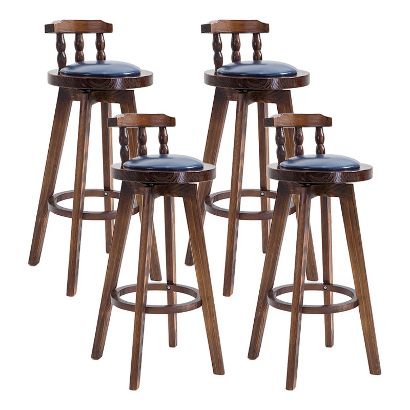 Upholstered Distressed Wood Counter Stools Low Back Bar Stools with Round Seat Blue 4 Piece Set Clearhalo 'Bar Furniture' 'Bar Stools' 'bar_stools' 'furn' 'furn_bar_stools' 'furniture_bar_stools' 'Kitchen & Dining Furniture' 'kitchen&dining_furn' 'kitchen' 'kitchen_furn' Furniture' 4503968