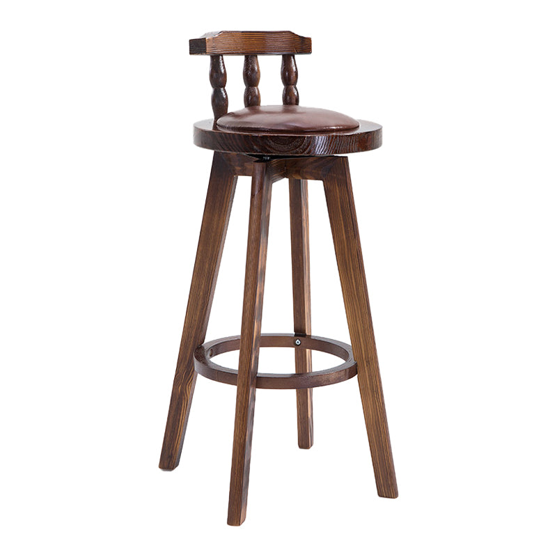 Upholstered Distressed Wood Counter Stools Low Back Bar Stools with Round Seat Brown 1 Piece Clearhalo 'Bar Furniture' 'Bar Stools' 'bar_stools' 'furn' 'furn_bar_stools' 'furniture_bar_stools' 'Kitchen & Dining Furniture' 'kitchen&dining_furn' 'kitchen' 'kitchen_furn' Furniture' 4503969