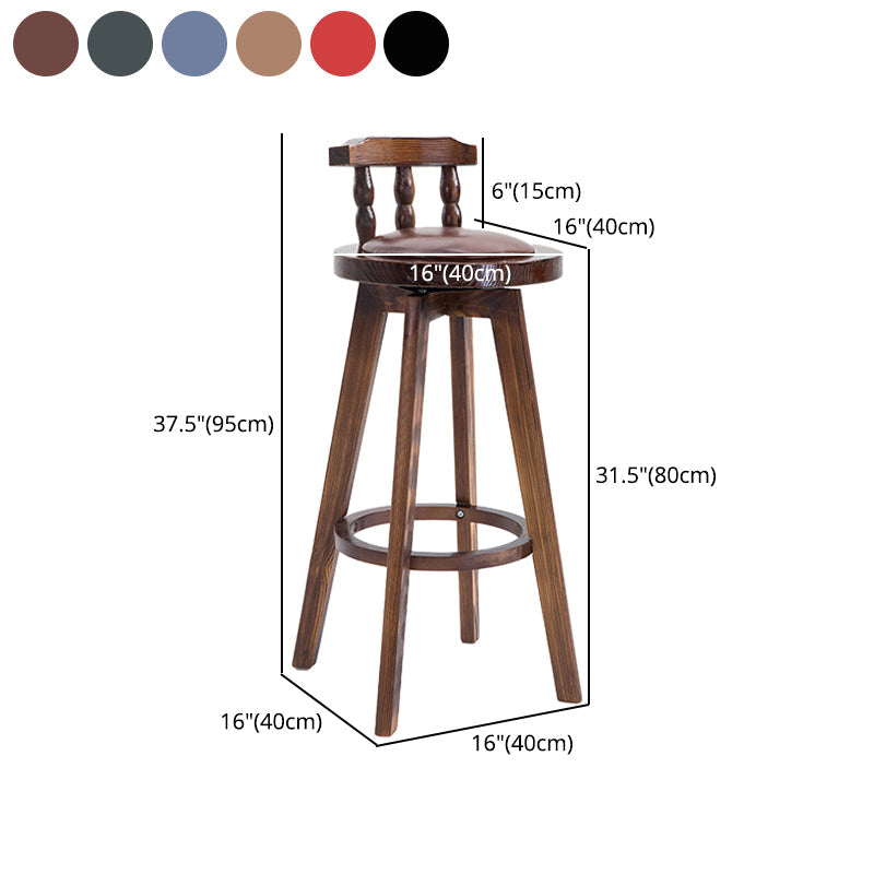 Upholstered Distressed Wood Counter Stools Low Back Bar Stools with Round Seat Clearhalo 'Bar Furniture' 'Bar Stools' 'bar_stools' 'furn' 'furn_bar_stools' 'furniture_bar_stools' 'Kitchen & Dining Furniture' 'kitchen&dining_furn' 'kitchen' 'kitchen_furn' Furniture' 4503972