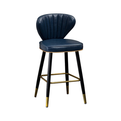 Industrial Leather Black Metal Counter Stools Low Back Bar Stools with 4 Legs Blue 1 Piece Clearhalo 'Bar Furniture' 'Bar Stools' 'bar_stools' 'furn' 'furn_bar_stools' 'furniture_bar_stools' 'Kitchen & Dining Furniture' 'kitchen&dining_furn' 'kitchen' 'kitchen_furn' Furniture' 4503975