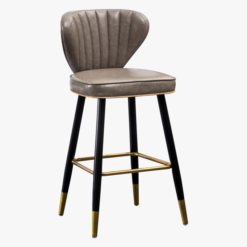 Industrial Leather Black Metal Counter Stools Low Back Bar Stools with 4 Legs Clearhalo 'Bar Furniture' 'Bar Stools' 'bar_stools' 'furn' 'furn_bar_stools' 'furniture_bar_stools' 'Kitchen & Dining Furniture' 'kitchen&dining_furn' 'kitchen' 'kitchen_furn' Furniture' 4503982