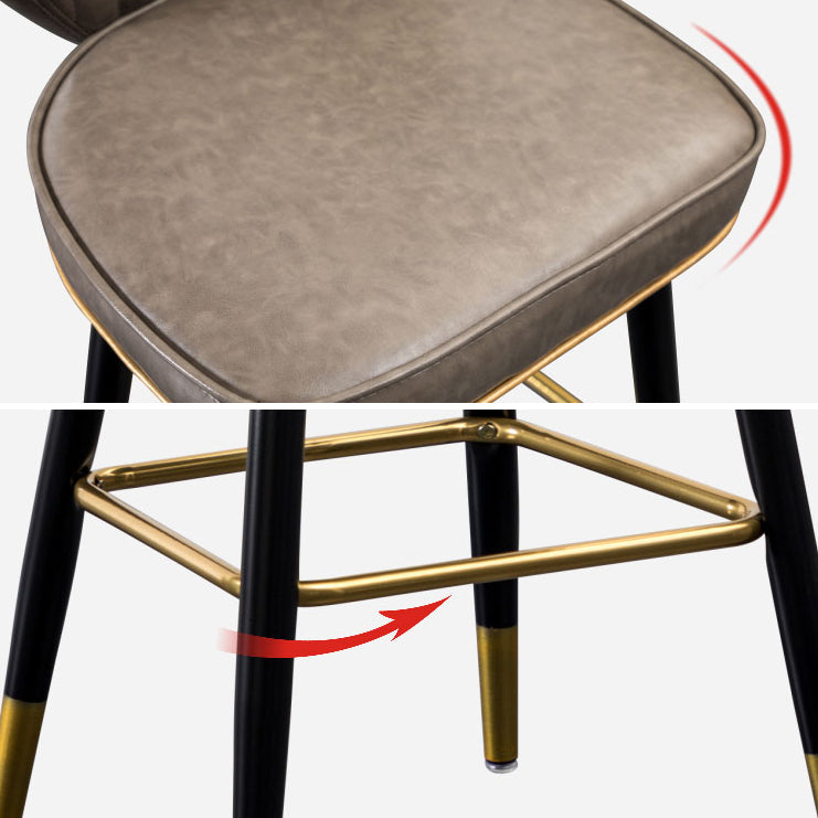 Industrial Leather Black Metal Counter Stools Low Back Bar Stools with 4 Legs Clearhalo 'Bar Furniture' 'Bar Stools' 'bar_stools' 'furn' 'furn_bar_stools' 'furniture_bar_stools' 'Kitchen & Dining Furniture' 'kitchen&dining_furn' 'kitchen' 'kitchen_furn' Furniture' 4503984