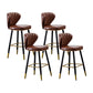 Industrial Leather Black Metal Counter Stools Low Back Bar Stools with 4 Legs Brown 4 Piece Set Clearhalo 'Bar Furniture' 'Bar Stools' 'bar_stools' 'furn' 'furn_bar_stools' 'furniture_bar_stools' 'Kitchen & Dining Furniture' 'kitchen&dining_furn' 'kitchen' 'kitchen_furn' Furniture' 4503985