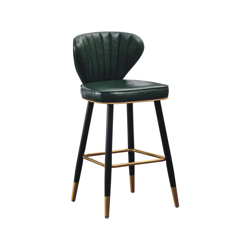 Industrial Leather Black Metal Counter Stools Low Back Bar Stools with 4 Legs Green 1 Piece Clearhalo 'Bar Furniture' 'Bar Stools' 'bar_stools' 'furn' 'furn_bar_stools' 'furniture_bar_stools' 'Kitchen & Dining Furniture' 'kitchen&dining_furn' 'kitchen' 'kitchen_furn' Furniture' 4503987