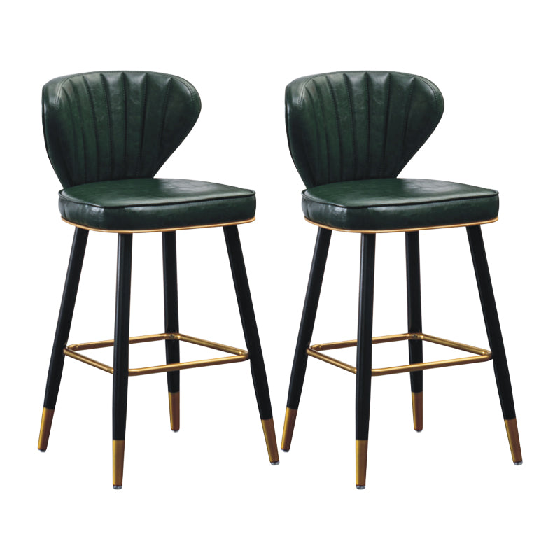 Industrial Leather Black Metal Counter Stools Low Back Bar Stools with 4 Legs Green 2 Piece Set Clearhalo 'Bar Furniture' 'Bar Stools' 'bar_stools' 'furn' 'furn_bar_stools' 'furniture_bar_stools' 'Kitchen & Dining Furniture' 'kitchen&dining_furn' 'kitchen' 'kitchen_furn' Furniture' 4503989