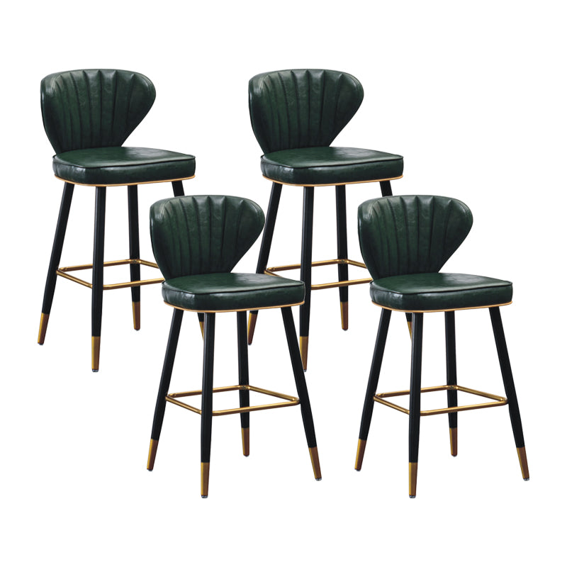 Industrial Leather Black Metal Counter Stools Low Back Bar Stools with 4 Legs Green 4 Piece Set Clearhalo 'Bar Furniture' 'Bar Stools' 'bar_stools' 'furn' 'furn_bar_stools' 'furniture_bar_stools' 'Kitchen & Dining Furniture' 'kitchen&dining_furn' 'kitchen' 'kitchen_furn' Furniture' 4503990