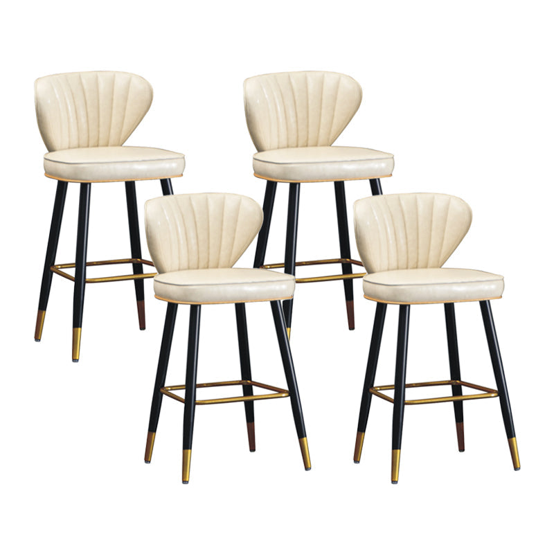 Industrial Leather Black Metal Counter Stools Low Back Bar Stools with 4 Legs White 4 Piece Set Clearhalo 'Bar Furniture' 'Bar Stools' 'bar_stools' 'furn' 'furn_bar_stools' 'furniture_bar_stools' 'Kitchen & Dining Furniture' 'kitchen&dining_furn' 'kitchen' 'kitchen_furn' Furniture' 4503993