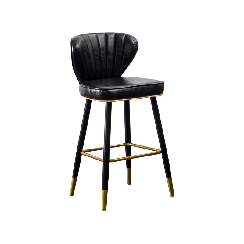 Industrial Leather Black Metal Counter Stools Low Back Bar Stools with 4 Legs Black 1 Piece Clearhalo 'Bar Furniture' 'Bar Stools' 'bar_stools' 'furn' 'furn_bar_stools' 'furniture_bar_stools' 'Kitchen & Dining Furniture' 'kitchen&dining_furn' 'kitchen' 'kitchen_furn' Furniture' 4503994