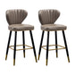 Industrial Leather Black Metal Counter Stools Low Back Bar Stools with 4 Legs Grey 2 Piece Set Clearhalo 'Bar Furniture' 'Bar Stools' 'bar_stools' 'furn' 'furn_bar_stools' 'furniture_bar_stools' 'Kitchen & Dining Furniture' 'kitchen&dining_furn' 'kitchen' 'kitchen_furn' Furniture' 4503998
