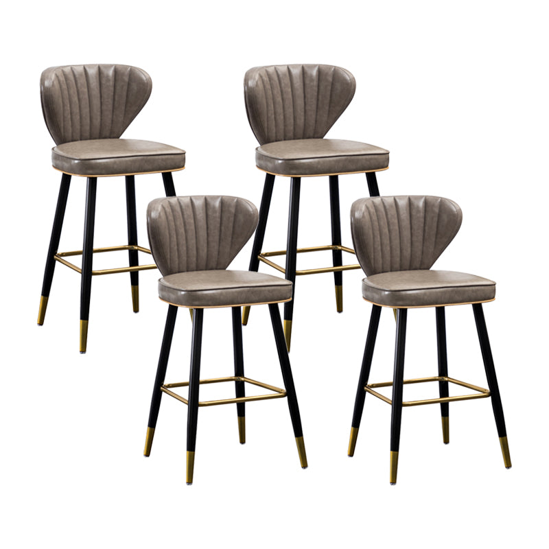 Industrial Leather Black Metal Counter Stools Low Back Bar Stools with 4 Legs Grey 4 Piece Set Clearhalo 'Bar Furniture' 'Bar Stools' 'bar_stools' 'furn' 'furn_bar_stools' 'furniture_bar_stools' 'Kitchen & Dining Furniture' 'kitchen&dining_furn' 'kitchen' 'kitchen_furn' Furniture' 4503999