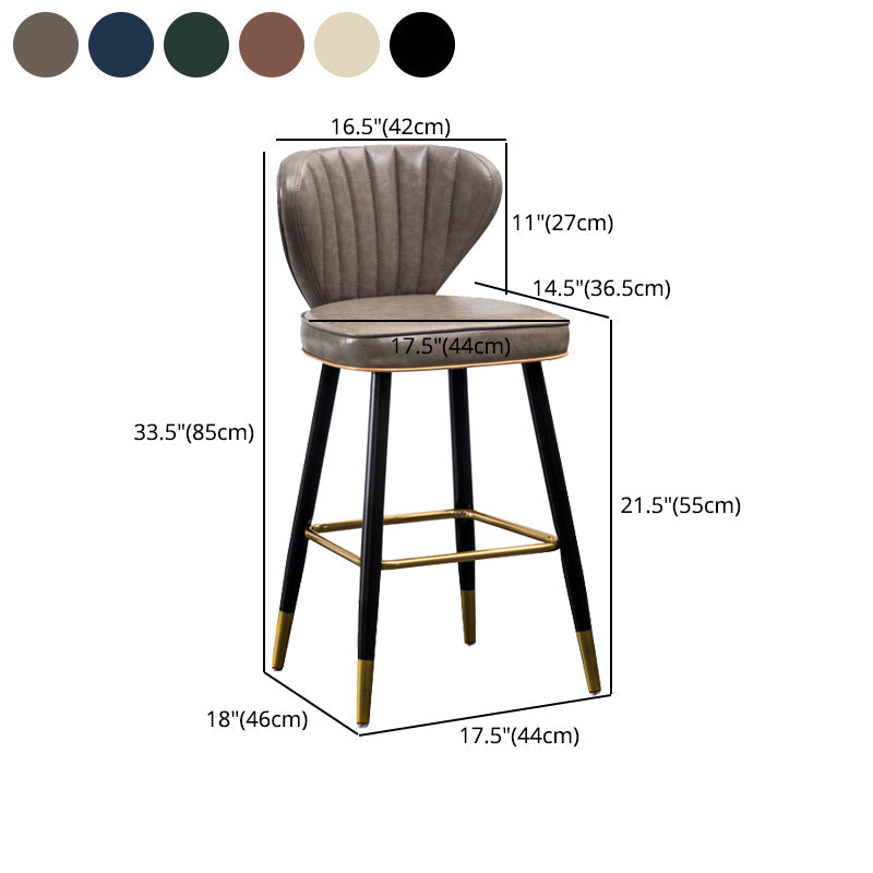 Industrial Leather Black Metal Counter Stools Low Back Bar Stools with 4 Legs Clearhalo 'Bar Furniture' 'Bar Stools' 'bar_stools' 'furn' 'furn_bar_stools' 'furniture_bar_stools' 'Kitchen & Dining Furniture' 'kitchen&dining_furn' 'kitchen' 'kitchen_furn' Furniture' 4504000