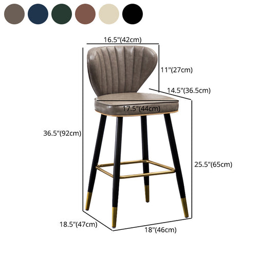 Industrial Leather Black Metal Counter Stools Low Back Bar Stools with 4 Legs Clearhalo 'Bar Furniture' 'Bar Stools' 'bar_stools' 'furn' 'furn_bar_stools' 'furniture_bar_stools' 'Kitchen & Dining Furniture' 'kitchen&dining_furn' 'kitchen' 'kitchen_furn' Furniture' 4504001