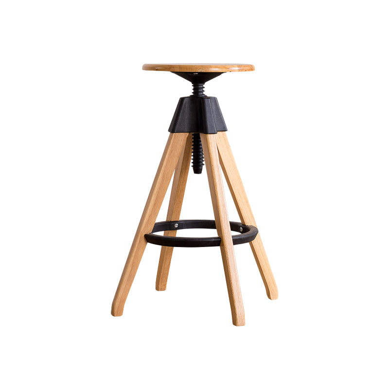 Adjustable Height Counter Stools Industrial Wood Bar Stools with Round Seat Natural 1 Piece Bar Stool(31"H) Clearhalo 'Bar Furniture' 'Bar Stools' 'bar_stools' 'furn' 'furn_bar_stools' 'furniture_bar_stools' 'Kitchen & Dining Furniture' 'kitchen&dining_furn' 'kitchen' 'kitchen_furn' Furniture' 4504004