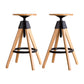 Adjustable Height Counter Stools Industrial Wood Bar Stools with Round Seat Natural 2 Piece Set Bar Stool(31"H) Clearhalo 'Bar Furniture' 'Bar Stools' 'bar_stools' 'furn' 'furn_bar_stools' 'furniture_bar_stools' 'Kitchen & Dining Furniture' 'kitchen&dining_furn' 'kitchen' 'kitchen_furn' Furniture' 4504005