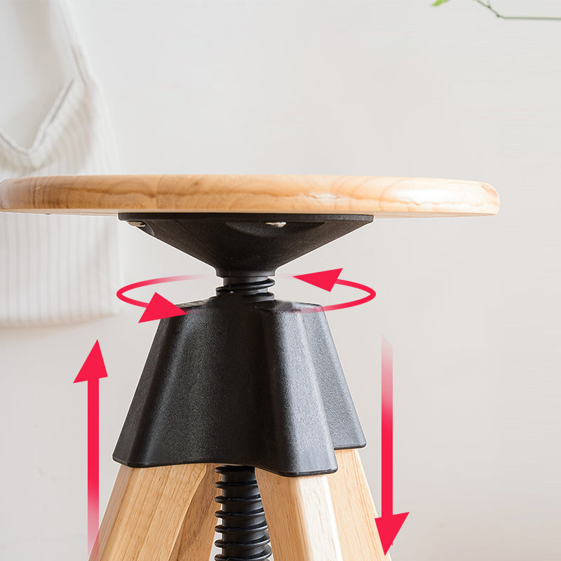 Adjustable Height Counter Stools Industrial Wood Bar Stools with Round Seat Clearhalo 'Bar Furniture' 'Bar Stools' 'bar_stools' 'furn' 'furn_bar_stools' 'furniture_bar_stools' 'Kitchen & Dining Furniture' 'kitchen&dining_furn' 'kitchen' 'kitchen_furn' Furniture' 4504013