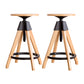 Adjustable Height Counter Stools Industrial Wood Bar Stools with Round Seat Natural 2 Piece Set Bar Stool (28" H) Clearhalo 'Bar Furniture' 'Bar Stools' 'bar_stools' 'furn' 'furn_bar_stools' 'furniture_bar_stools' 'Kitchen & Dining Furniture' 'kitchen&dining_furn' 'kitchen' 'kitchen_furn' Furniture' 4504016