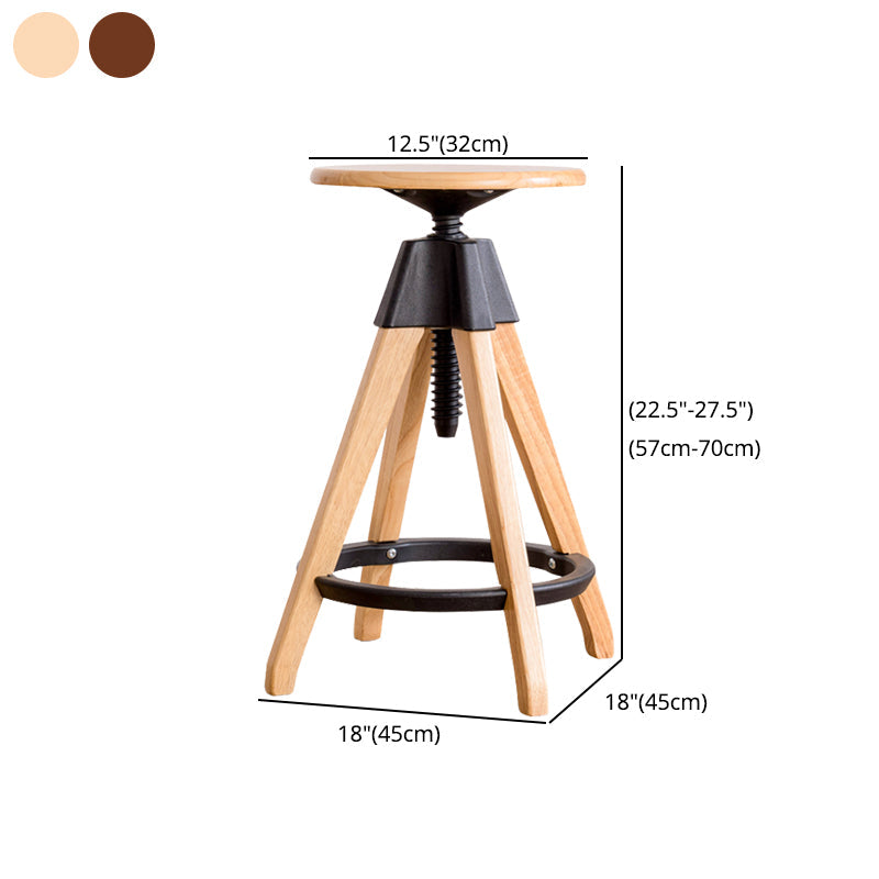 Adjustable Height Counter Stools Industrial Wood Bar Stools with Round Seat Clearhalo 'Bar Furniture' 'Bar Stools' 'bar_stools' 'furn' 'furn_bar_stools' 'furniture_bar_stools' 'Kitchen & Dining Furniture' 'kitchen&dining_furn' 'kitchen' 'kitchen_furn' Furniture' 4504022
