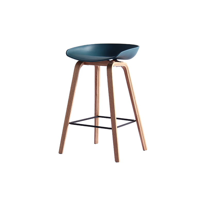 Contemporary Simple Counter Stools 30-inch Indoor Wood Legs Bar Stool with Plastic Seat Blue 1 Piece Clearhalo 'Bar Furniture' 'Bar Stools' 'bar_stools' 'furn' 'furn_bar_stools' 'furniture_bar_stools' 'Kitchen & Dining Furniture' 'kitchen&dining_furn' 'kitchen' 'kitchen_furn' Furniture' 4504037