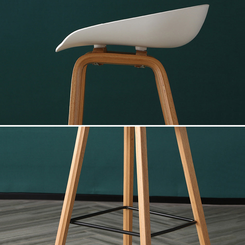Contemporary Simple Counter Stools 30-inch Indoor Wood Legs Bar Stool with Plastic Seat Clearhalo 'Bar Furniture' 'Bar Stools' 'bar_stools' 'furn' 'furn_bar_stools' 'furniture_bar_stools' 'Kitchen & Dining Furniture' 'kitchen&dining_furn' 'kitchen' 'kitchen_furn' Furniture' 4504040