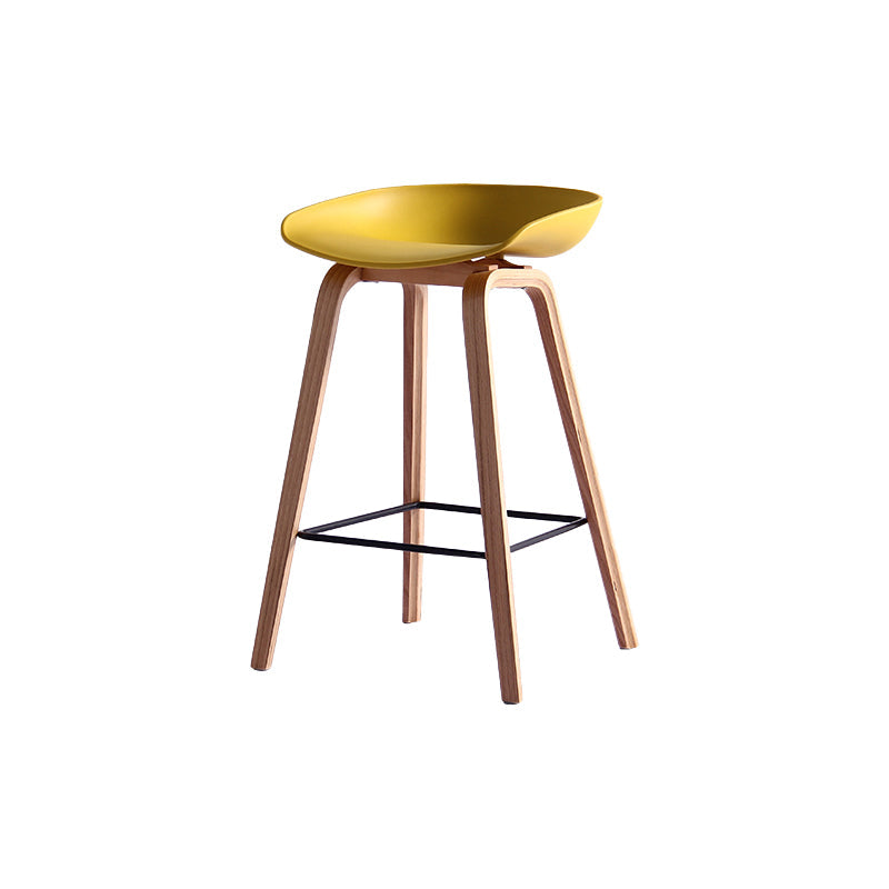 Contemporary Simple Counter Stools 30-inch Indoor Wood Legs Bar Stool with Plastic Seat Yellow 1 Piece Clearhalo 'Bar Furniture' 'Bar Stools' 'bar_stools' 'furn' 'furn_bar_stools' 'furniture_bar_stools' 'Kitchen & Dining Furniture' 'kitchen&dining_furn' 'kitchen' 'kitchen_furn' Furniture' 4504042