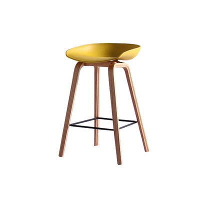 Contemporary Simple Counter Stools 30-inch Indoor Wood Legs Bar Stool with Plastic Seat Yellow 1 Piece Clearhalo 'Bar Furniture' 'Bar Stools' 'bar_stools' 'furn' 'furn_bar_stools' 'furniture_bar_stools' 'Kitchen & Dining Furniture' 'kitchen&dining_furn' 'kitchen' 'kitchen_furn' Furniture' 4504042