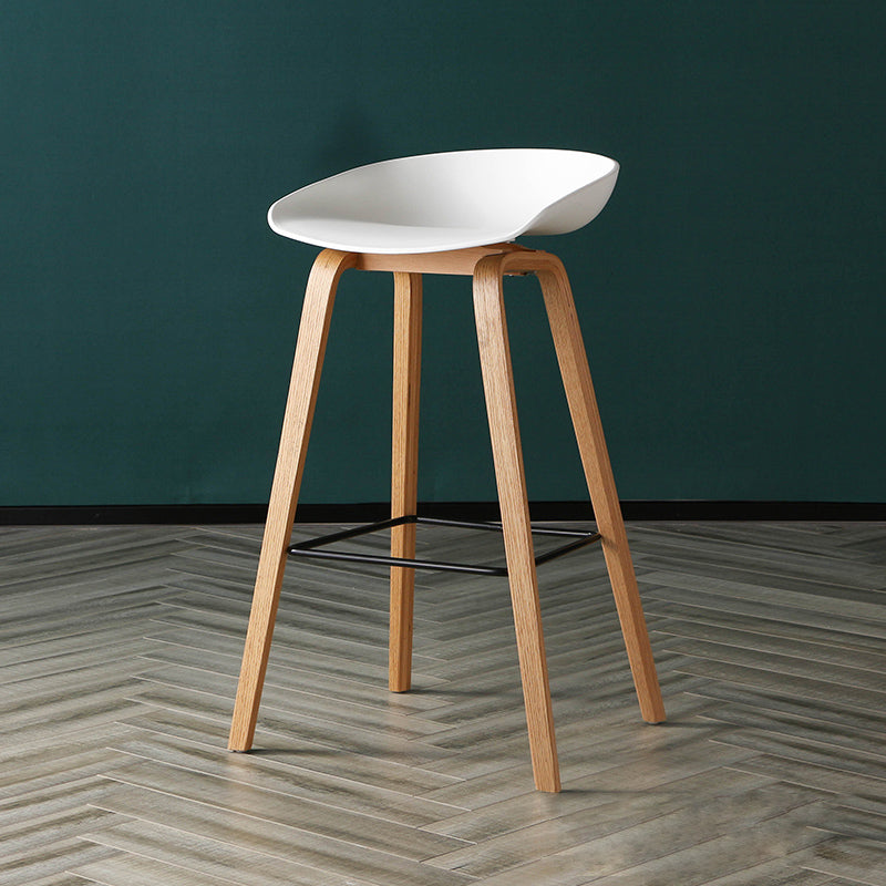 Contemporary Simple Counter Stools 30-inch Indoor Wood Legs Bar Stool with Plastic Seat White 1 Piece Clearhalo 'Bar Furniture' 'Bar Stools' 'bar_stools' 'furn' 'furn_bar_stools' 'furniture_bar_stools' 'Kitchen & Dining Furniture' 'kitchen&dining_furn' 'kitchen' 'kitchen_furn' Furniture' 4504048