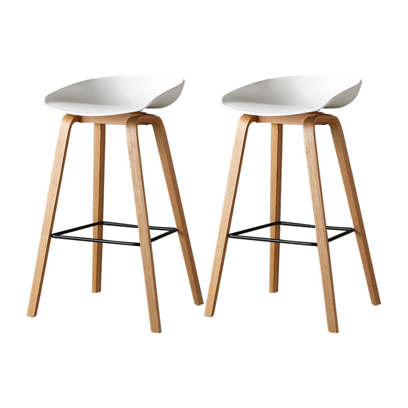 Contemporary Simple Counter Stools 30-inch Indoor Wood Legs Bar Stool with Plastic Seat White 2 Piece Set Clearhalo 'Bar Furniture' 'Bar Stools' 'bar_stools' 'furn' 'furn_bar_stools' 'furniture_bar_stools' 'Kitchen & Dining Furniture' 'kitchen&dining_furn' 'kitchen' 'kitchen_furn' Furniture' 4504050