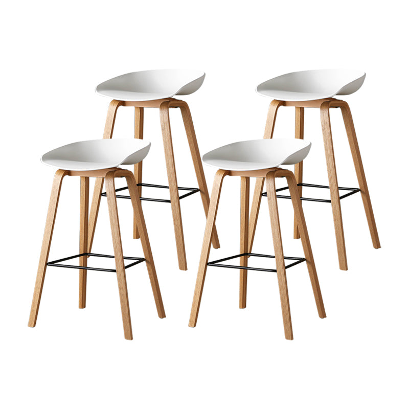 Contemporary Simple Counter Stools 30-inch Indoor Wood Legs Bar Stool with Plastic Seat White 4 Piece Set Clearhalo 'Bar Furniture' 'Bar Stools' 'bar_stools' 'furn' 'furn_bar_stools' 'furniture_bar_stools' 'Kitchen & Dining Furniture' 'kitchen&dining_furn' 'kitchen' 'kitchen_furn' Furniture' 4504052