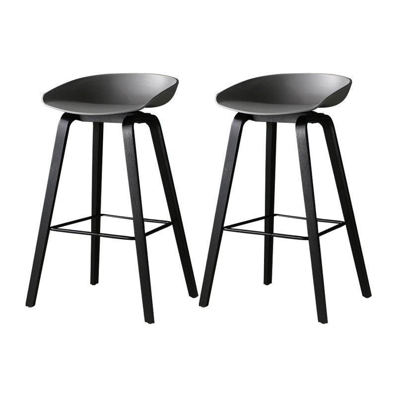 Contemporary Simple Counter Stools 30-inch Indoor Wood Legs Bar Stool with Plastic Seat Grey 2 Piece Set Clearhalo 'Bar Furniture' 'Bar Stools' 'bar_stools' 'furn' 'furn_bar_stools' 'furniture_bar_stools' 'Kitchen & Dining Furniture' 'kitchen&dining_furn' 'kitchen' 'kitchen_furn' Furniture' 4504054