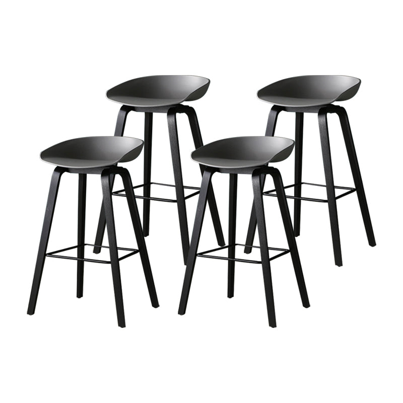 Contemporary Simple Counter Stools 30-inch Indoor Wood Legs Bar Stool with Plastic Seat Grey 4 Piece Set Clearhalo 'Bar Furniture' 'Bar Stools' 'bar_stools' 'furn' 'furn_bar_stools' 'furniture_bar_stools' 'Kitchen & Dining Furniture' 'kitchen&dining_furn' 'kitchen' 'kitchen_furn' Furniture' 4504055