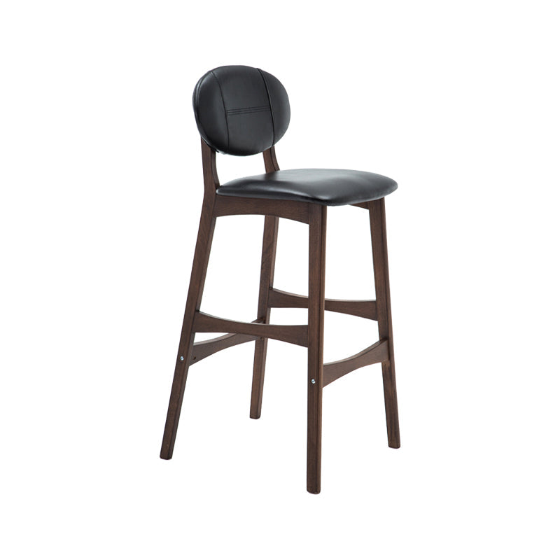 Nordic Wood Low Back Barstool 30" H Indoor Tall Stool with Upholstered for Dining Room Black Brown 1 Piece Clearhalo 'Bar Furniture' 'Bar Stools' 'bar_stools' 'furn' 'furn_bar_stools' 'furniture_bar_stools' 'Kitchen & Dining Furniture' 'kitchen&dining_furn' 'kitchen' 'kitchen_furn' Furniture' 4504060