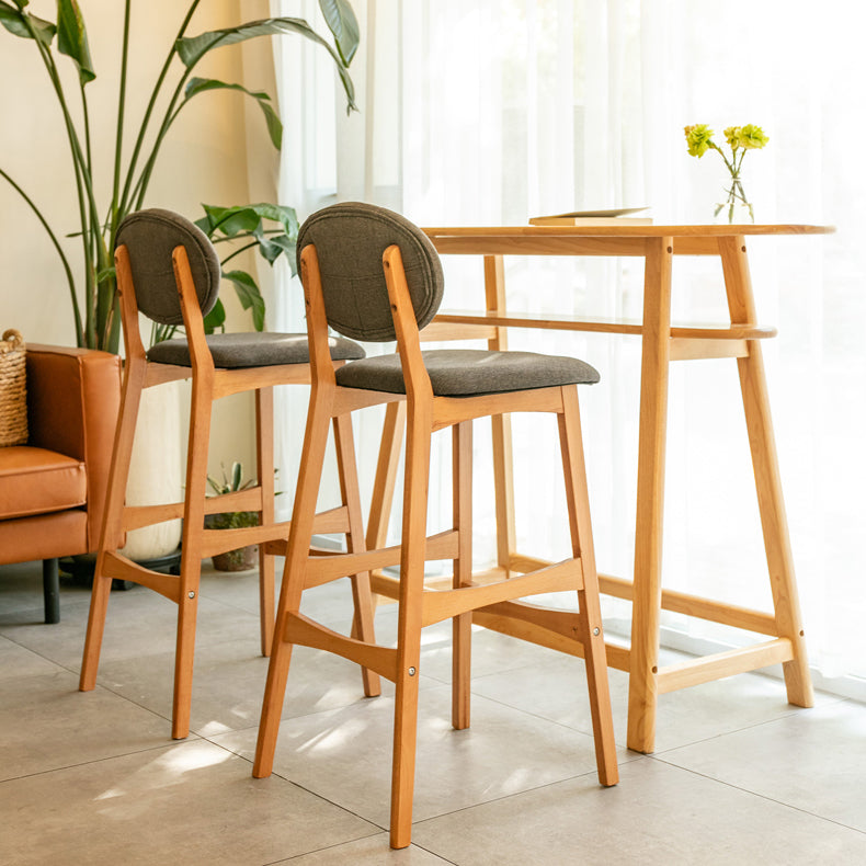 Nordic Wood Low Back Barstool 30" H Indoor Tall Stool with Upholstered for Dining Room Clearhalo 'Bar Furniture' 'Bar Stools' 'bar_stools' 'furn' 'furn_bar_stools' 'furniture_bar_stools' 'Kitchen & Dining Furniture' 'kitchen&dining_furn' 'kitchen' 'kitchen_furn' Furniture' 4504061