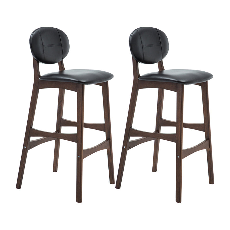 Nordic Wood Low Back Barstool 30" H Indoor Tall Stool with Upholstered for Dining Room Black Brown 2 Piece Set Clearhalo 'Bar Furniture' 'Bar Stools' 'bar_stools' 'furn' 'furn_bar_stools' 'furniture_bar_stools' 'Kitchen & Dining Furniture' 'kitchen&dining_furn' 'kitchen' 'kitchen_furn' Furniture' 4504062