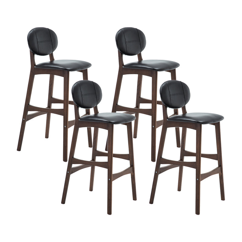 Nordic Wood Low Back Barstool 30" H Indoor Tall Stool with Upholstered for Dining Room Black Brown 4 Piece Set Clearhalo 'Bar Furniture' 'Bar Stools' 'bar_stools' 'furn' 'furn_bar_stools' 'furniture_bar_stools' 'Kitchen & Dining Furniture' 'kitchen&dining_furn' 'kitchen' 'kitchen_furn' Furniture' 4504064