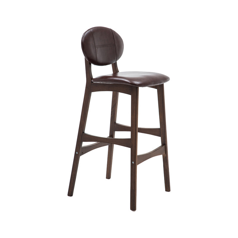 Nordic Wood Low Back Barstool 30" H Indoor Tall Stool with Upholstered for Dining Room Brown Brown 1 Piece Clearhalo 'Bar Furniture' 'Bar Stools' 'bar_stools' 'furn' 'furn_bar_stools' 'furniture_bar_stools' 'Kitchen & Dining Furniture' 'kitchen&dining_furn' 'kitchen' 'kitchen_furn' Furniture' 4504072