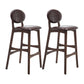 Nordic Wood Low Back Barstool 30" H Indoor Tall Stool with Upholstered for Dining Room Brown Brown 2 Piece Set Clearhalo 'Bar Furniture' 'Bar Stools' 'bar_stools' 'furn' 'furn_bar_stools' 'furniture_bar_stools' 'Kitchen & Dining Furniture' 'kitchen&dining_furn' 'kitchen' 'kitchen_furn' Furniture' 4504073