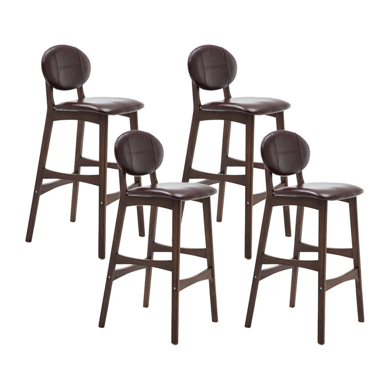 Nordic Wood Low Back Barstool 30" H Indoor Tall Stool with Upholstered for Dining Room Brown Brown 4 Piece Set Clearhalo 'Bar Furniture' 'Bar Stools' 'bar_stools' 'furn' 'furn_bar_stools' 'furniture_bar_stools' 'Kitchen & Dining Furniture' 'kitchen&dining_furn' 'kitchen' 'kitchen_furn' Furniture' 4504074